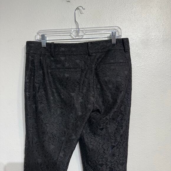 Ann Taylor Black Lace Crop Ankle Pants Sz 8 - Picture 8 of 12
